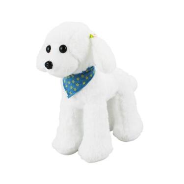 Imagem de Cachorro Branco Poodle Bandana 30Cm - Pelúcia - Fofy Toys