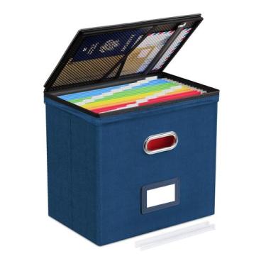 Imagem de Caixa organizadora de arquivos Oterri Small com tampa e bolsos de malh