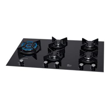 Imagem de Cooktop A Gás Fischer 5 Bocas Tripla Chama Infinity Duo Com Trempe De Ferro Fundido Mesa Vidro Bivolt
