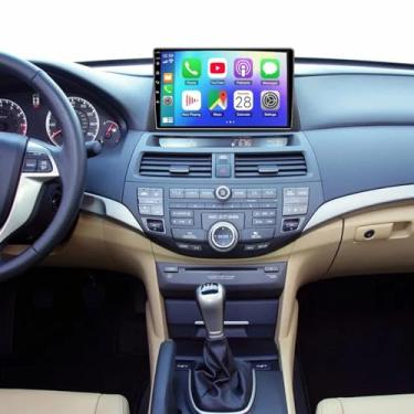 Imagem de Rádio Android 2 + 64G para Honda Accord 8th 2008 2009 2010 2011 2012 2013 com Carplay sem fio Android Auto, tela sensível ao toque estéreo de 10,1 polegadas para Accord 8th Bluetooth, GPS, WiFi, tela