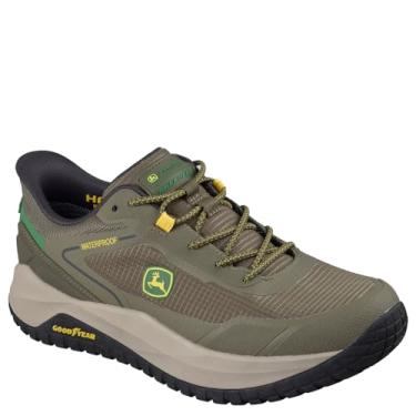 Imagem de Skechers John Deere Tênis masculino impermeável Ripstop Bungee Slip-in com borracha Goodyear, Verde, 41