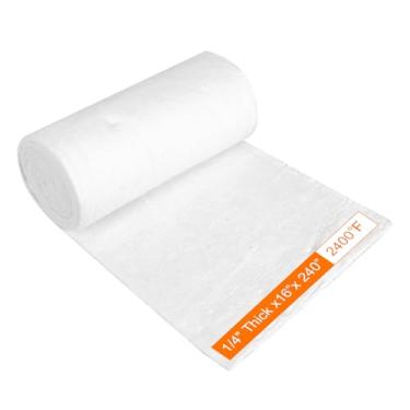 Imagem de BLACKHORSE-RACING Cobertor de isolamento de fibra cerâmica 2400F, 1/4 de espessura x 40.6 cm x 609.6 cm cobertor de isolamento à prova de fogo de fibra cerâmica para soldagem, fogão a lenha