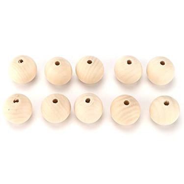 Imagem de CUOFYUNL 10 peças de contas de artesanato redondas de cor de madeira multiuso contas de madeira em massa com furo para presente de decoração de artesanato DIY