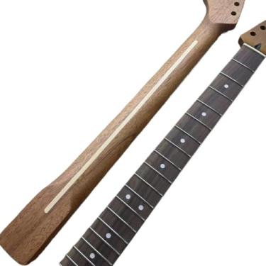 Imagem de Mahogany Electric Guitar Neck 22 Frets Rosewood Fingerboard Gloss Replacement Part DIY 25.5 Inch Scale Standard Heel