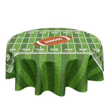 Imagem de Ancordivo Toalha de mesa redonda de futebol americano, 178 cm, bola de rúgbi, temática esportiva, para festas, cozinha, jantar, decoração de casa