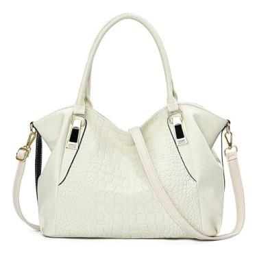 Imagem de Bolsa De Ombro Crossbody De Mão Grande Multifuncional De Couro Feminino Rajork (Branco)
