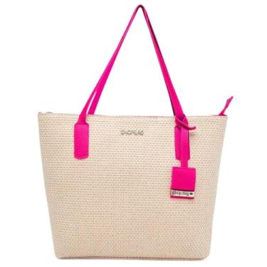 Imagem de Bolsa Feminina Sacola Grande Shopbag Palha (PINK)