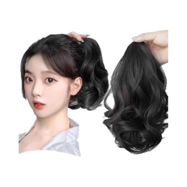 Imagem de Ponytail Sintético Curto E Cacheado Preto E Marrom Com Clipe De Garra 