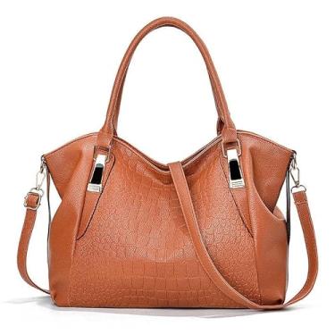 Imagem de Bolsa De Ombro Crossbody De Mão Grande Multifuncional De Couro Feminino Rajork (Marrom)