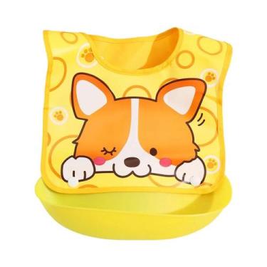 Imagem de Babador Impermeável Para Bebês Com Bolso 3D Removível Para Alimentos, 