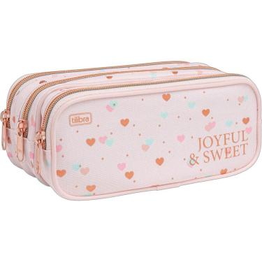 Imagem de Estojo Triplo Grande Académie Coração Metalizado Tilibra Ref 9005