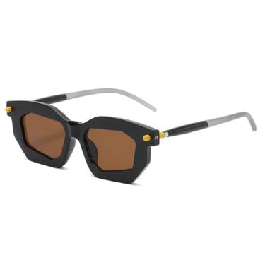 Imagem de Óculos de Sol UV400 - Lentes Transparentes Bicolores, Armação Punk com Rebites para Homens e Mulheres, Esportes ao Ar Livre, Corrida e Ciclismo, Cor Chá Preto