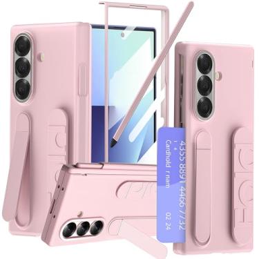 Imagem de YQODSZ Capa com alça de dedo e slot para cartão para Samsung Galaxy Z Fold 6, [compartimento para caneta S e caneta] [suporte] [protetor de tela] Z Fold 6 cobertura total capa protetora para celular