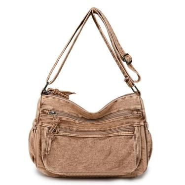 Imagem de WIGUYUN Bolsas e bolsas de ombro femininas jeans, bolsa mensageiro casual bolsa tiracolo bolsa Hobo diária, G-marrom, One Size, Vintage