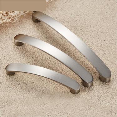 Imagem de HTNAFONI Puxadores de armário maçanetas de liga de alumínio maçanetas de cozinha puxadores de armário escovado gaveta mobiliário moderno ferragens 1 peça (96 mm)