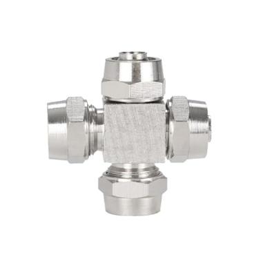 Imagem de Trava de cobre niquelado de quatro vias de torção rápida cruzada pneumática junta traqueal fêmea PZA4 6 8 10 12 cabeça de bloqueio de derivação 30 peças (30 peças KL-PZA-4)