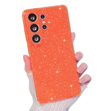 Imagem de MINSCOSE Compatível com Samsung Galaxy S26 Ultra Glitter, Linda Estética Bling Fina À Prova de Choque Brilhante Capa para Samsung Galaxy S26 Ultra para Mulheres Meninas Laranja