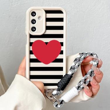 Imagem de Capa com cordão em formato de coração para Samsung A56 A36 A26 A16 A55 A35 54 15 34 25 24 73 53 33 23 71 51 72 52 22 14 32 13, J97, Branco SS, para A54 5G