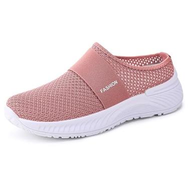 Imagem de Pantufas femininas sem cadarço de malha respirável para o verão e sola macia e leve para uso diário (rosa), Multi, 37
