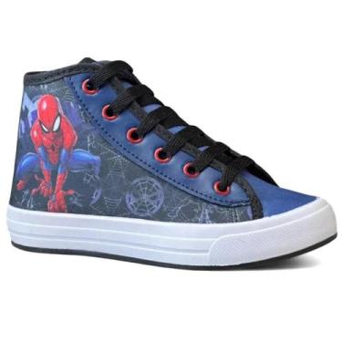 Imagem de Tênis Infantil Disney Homem Aranha Cano Alto Menino - Marinho e Vermel
