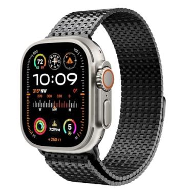 Imagem de GANYUU Pulseira de aço inoxidável com fecho magnético de malha para Apple Watch BAND Ultra 2 49 mm séries 10/9/8/7/6/SE/5/4/3/2 38/40/41 mm 42/44/45/49 mm S10 42 mm 46 mm, S10 42MM, Ágata