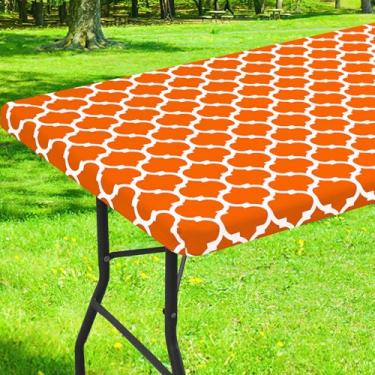Imagem de Smiry Capa de mesa retangular de piquenique, toalhas de mesa de acampamento elásticas à prova d'água para mesas de 1,4 m, protetor de toalha de mesa de vinil de flanela limpável para ambientes
