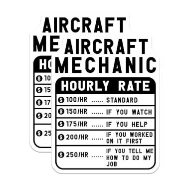 Imagem de (Pacote com 2) Adesivos de mecânico de aeronaves - Adesivos de taxa horária - Adesivos de taxa de mecânica de aviação - 12,7 cm no lado mais longo - Adere a superfícies planas lisas - Feito nos EUA