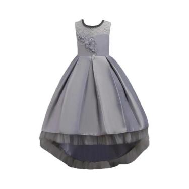 Imagem de Vestido De Princesa Sem Mangas Cinza Para Meninas, Vestido De Dama De 