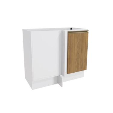Imagem de Balcão de Canto Reto Celeste Kappesberg 100% MDF 1 Porta Branco/Noguei