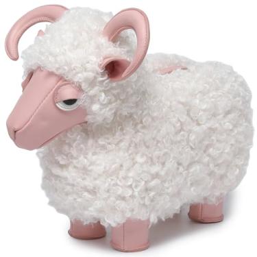 Imagem de Lyuxhetaokdiq Bolsa de mão feminina de couro PU, exclusiva, divertida, estranha, fofa, em forma de animal, bolsa tiracolo, Rosa ovelha, Bolsa de ovelha