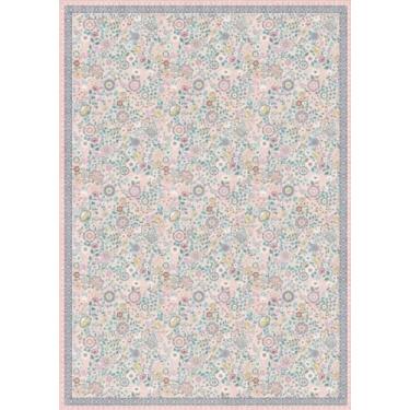 Imagem de Clemile Tapete floral 12 x 18 cm - Tapete lavável antiderrapante vintage para sala de estar - Tapete macio e resistente a manchas para cozinha, quarto, sala de jantar, interior, colorido, rosa