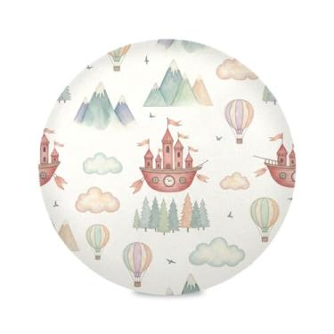 Imagem de Wassud Jogo americano com navios voadores, tapetes redondos para cozinha e jantar, tapetes laváveis e resistentes ao calor, decoração de mesa 39 cm