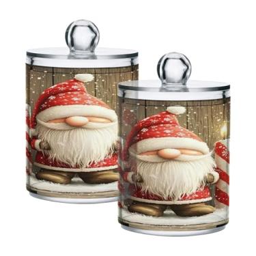 Imagem de xigua Pacote com 4 lindos suportes de Natal para bolas de algodão, cotonete – Frasco de plástico de boticário de armazenamento versátil transparente de 4 ml para banheiro e organização de