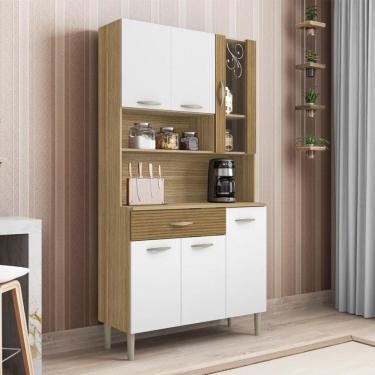 Imagem de Armário De Cozinha Compacta 6 Portas 1 Gaveta Paris - Freijó/supremo/cp-ripado