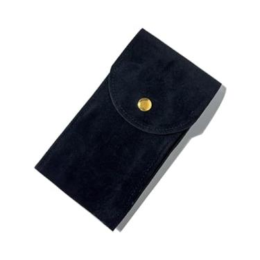 Imagem de Porta Relógio e Joias Em Couro P/Viagem Relógio Joias Camurça Luxo Preto