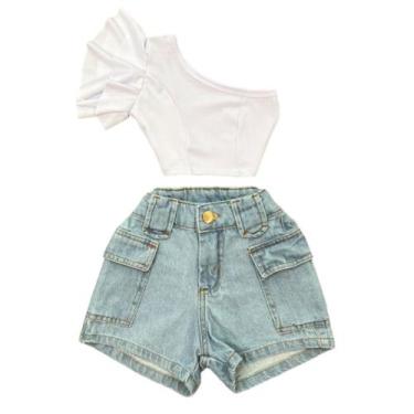 Imagem de Roupa Infantil Feminina Cropped Mula Manca E Short Cargo - Mini Diva, 