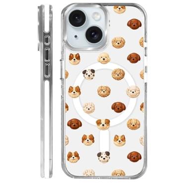 Imagem de Goodsprout Capa para iPhone 13/14, compatível com MagSafe. O silicone TPU transparente protege a capa de telefone de quedas, escorregões e impressões digitais. Colagem de filhote de biscoito creme