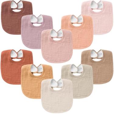 Imagem de Baby Bibs Konssy, pacote com 10 bandanas de musselina de algodão macio