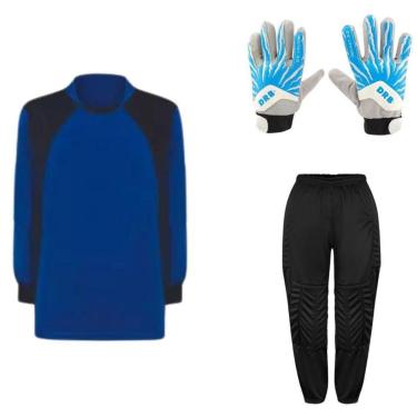 Imagem de Kit de Goleiro Infantil Camisa + Calça Acolchoada + Luva-Unissex