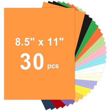 Imagem de 30 folhas de cartolina 8,5 x 11, cartolina colorida de 29,5 kg, papel de construção de 15 cores sortidas, papel grosso de 180 g/m² para impressão, pintura, confecção de cartões, material escolar