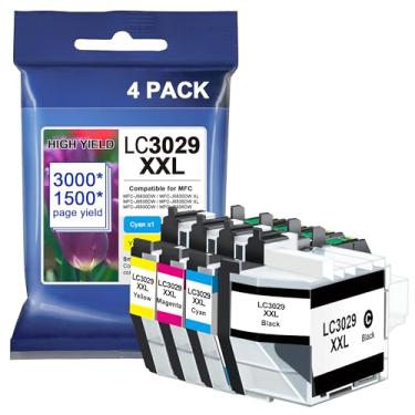 Imagem de LC3029XXL cartuchos de tinta LC3029 4PK super alto rendimento compatível com Brother LC3029 cartuchos de tinta MFC-J5830DW MFC-J5830DWXL MFC-J6935DW impressora, pacote com 4 (1 cada LC3029BK, LC3029C