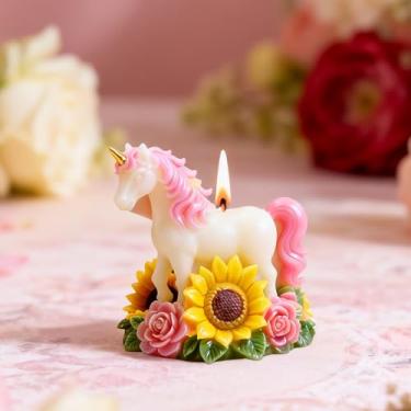 Imagem de Molde de vela de unicórnio cavalo girassol molde de silicone animal para fazer velas, moldes de fundição de resina epóxi para artesanato faça você mesmo, vela de aromaterapia, perfeito para decoração