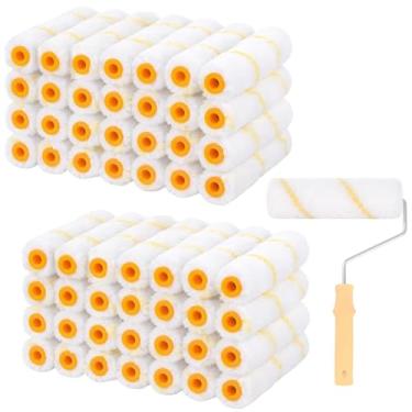 Imagem de 300 peças de mini capas de rolo de tinta, capas de rolo de microfibra de 10 cm com cochilo de 9,5 cm, capas de pincel de tinta pequenas, suprimentos de pintura de parede doméstica, kit de ferramentas