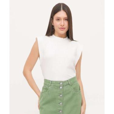 Imagem de Blusa Feminina Muscle Tee Canelada Sem Manga Marisa-26003, Off white, 