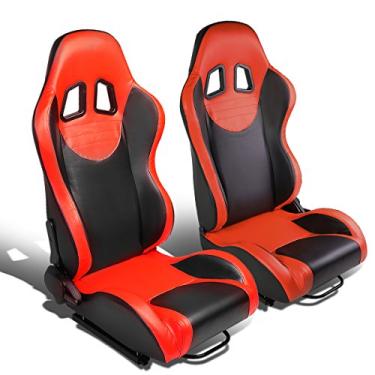 Imagem de DNA Motoring Par de assentos de corrida com sliders RS-JR-009-BK-RD