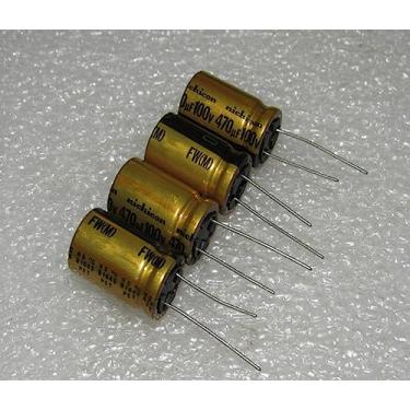 Imagem de Capacitor eletrolítico de alumínio com filtro dourado 100V470UF Série FW 1 peça