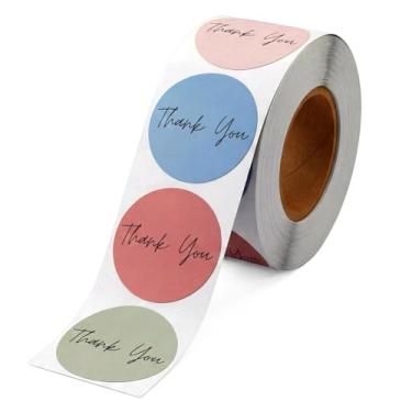Imagem de Adesivo de agradecimento, 500 peças de etiquetas autoadesivas redondas de 2,5 cm, à prova d'água para embalagens de pequenas empresas, envelopes, embrulhos de presente e artesanato