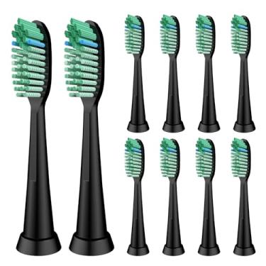Imagem de Cabeças de clareamento de substituição de escova de dentes compatíveis com escova de dentes elétrica TAO Clean Sonic - refis de cabeças de escova, cerdas médias, preto