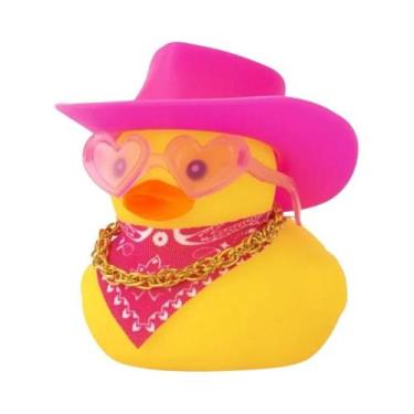 Imagem de Pato De Borracha Amarelo Com Chapéu De Cowboy E Óculos De Sol Para Dec