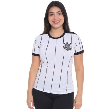 Imagem de Camisa Listras Feminina Corinthians - Branco-Feminino